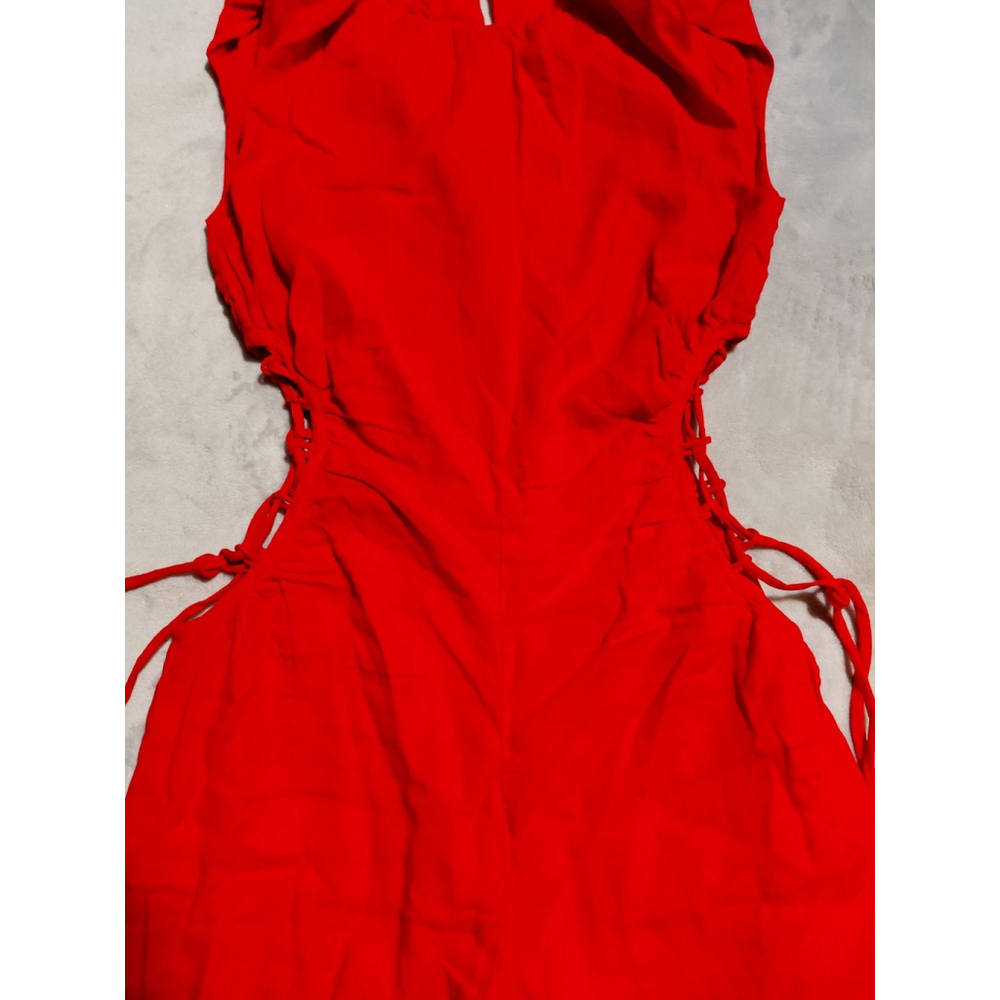 VIX Paula Hermanny Carina Red Lace up Resortwear Beach Vacation Jumpsuit Size 0 - Picture 4 of 13
